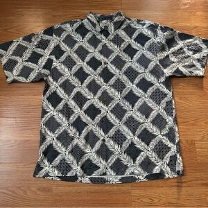 Tommy Bahama Black & White Short-Sleeve Palm Print Button-Up Shirt size large